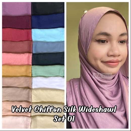Velvet Chiffon Silk Wideshawl